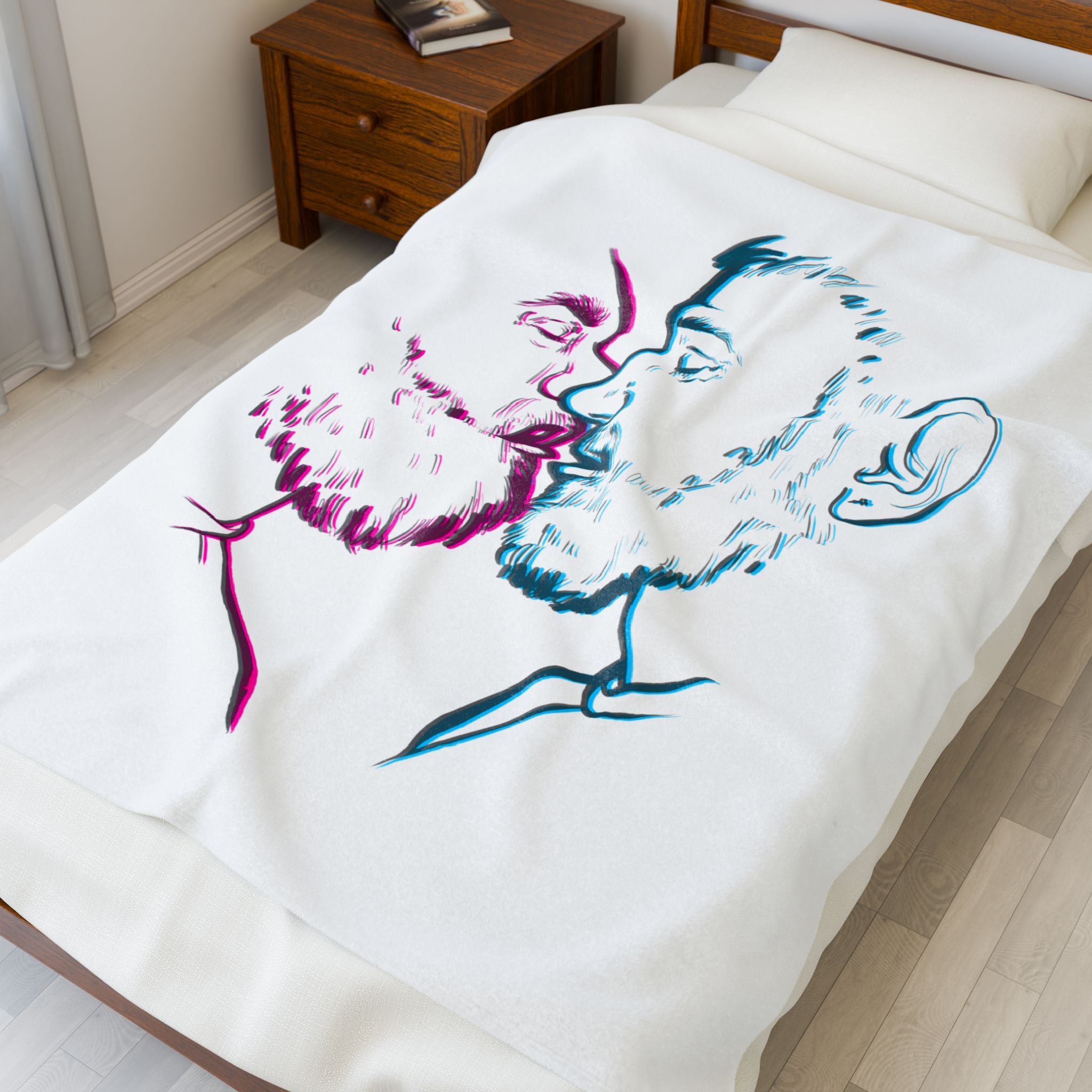 Kissing Roommates Velveteen Plush Blanket – LGBTQ+ Cozy Throw
