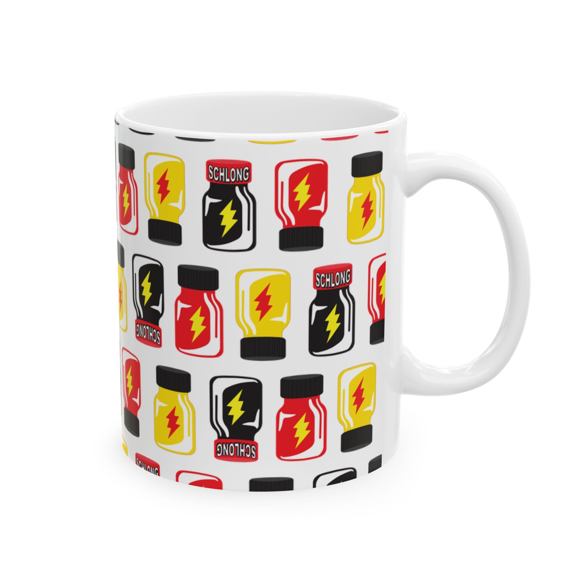 “VHS CLEANER” POPPERS PATTERN Ceramic Mug — 11oz