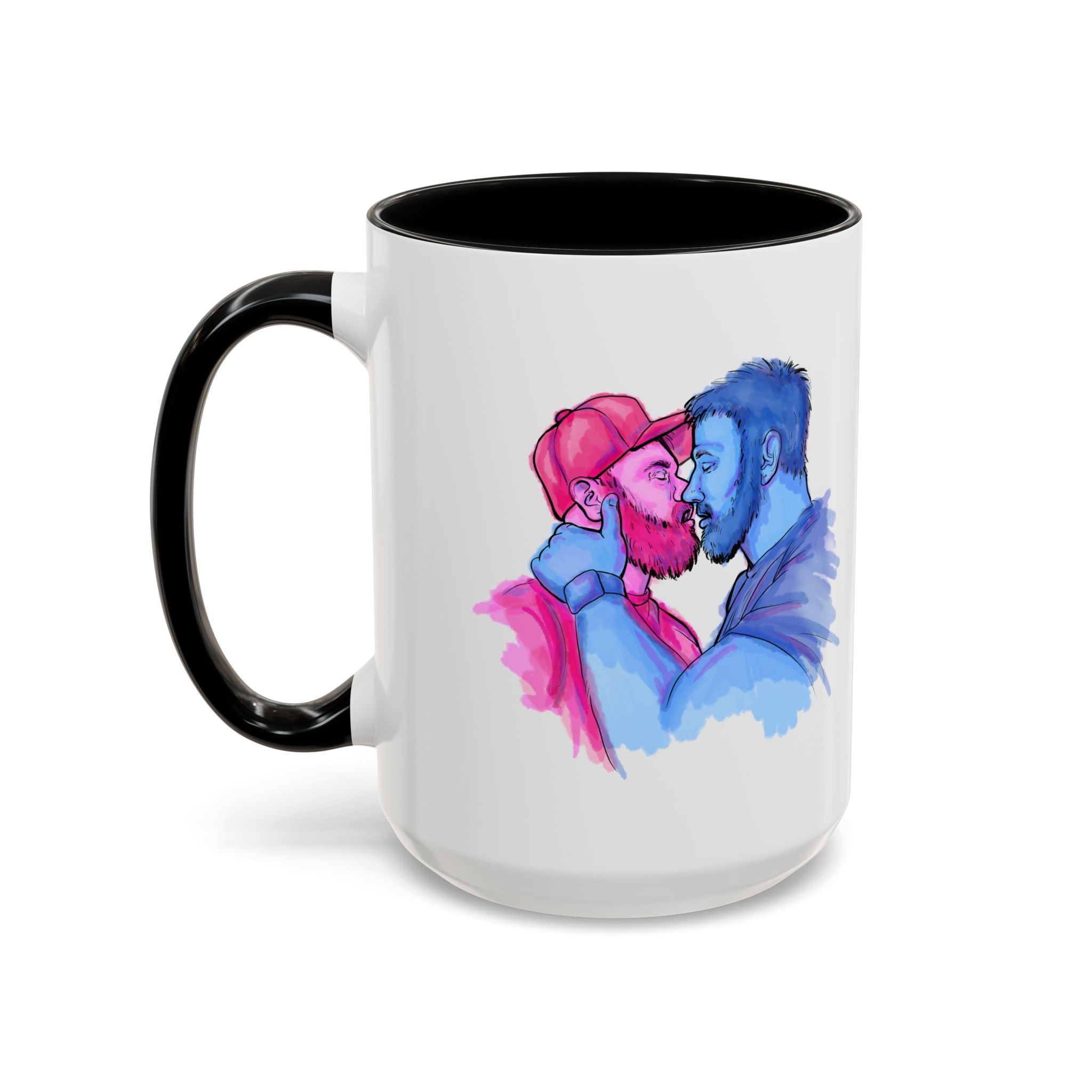 KISSING ROOMATES - Accent Coffee Mug — Funny Gay Novelty Ceramic Mug (11/15 oz)