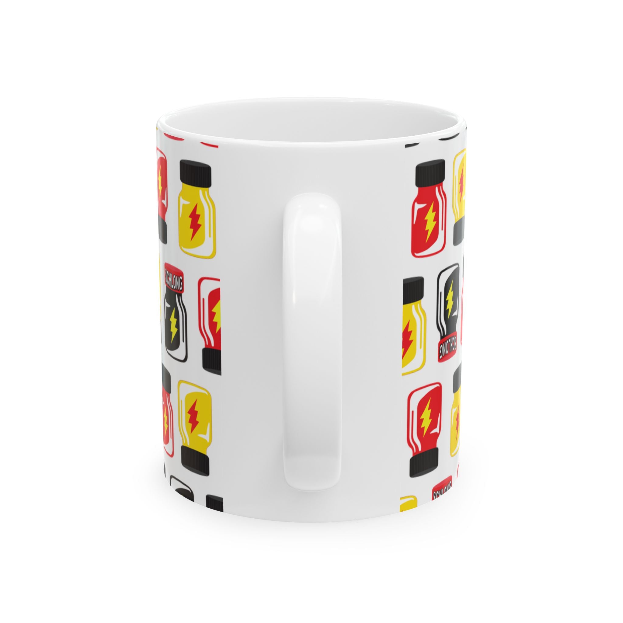 “VHS CLEANER” POPPERS PATTERN Ceramic Mug — 11oz