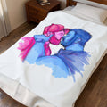 Kissing Roommates Velveteen Plush Blanket – LGBTQ+ Cozy Throw