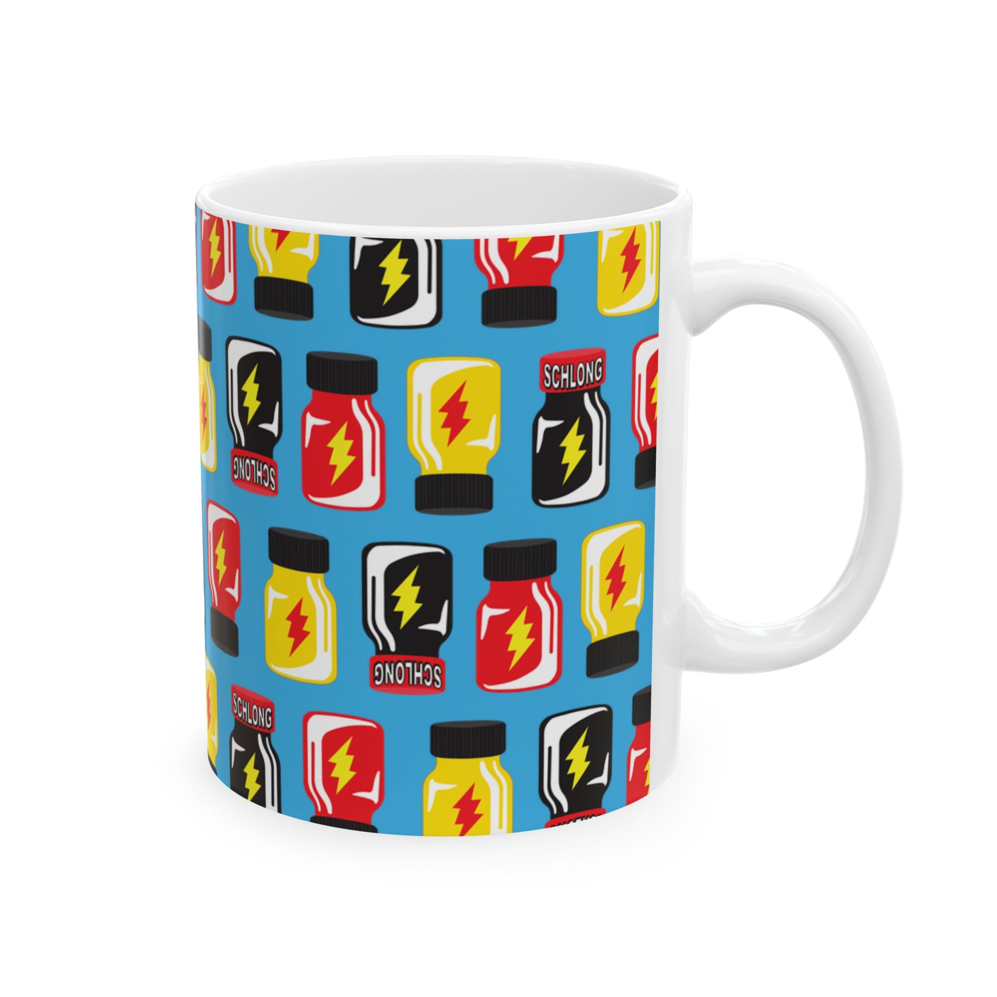BLUE "VHS CLEANER" PATTERN Ceramic Mug — 11oz