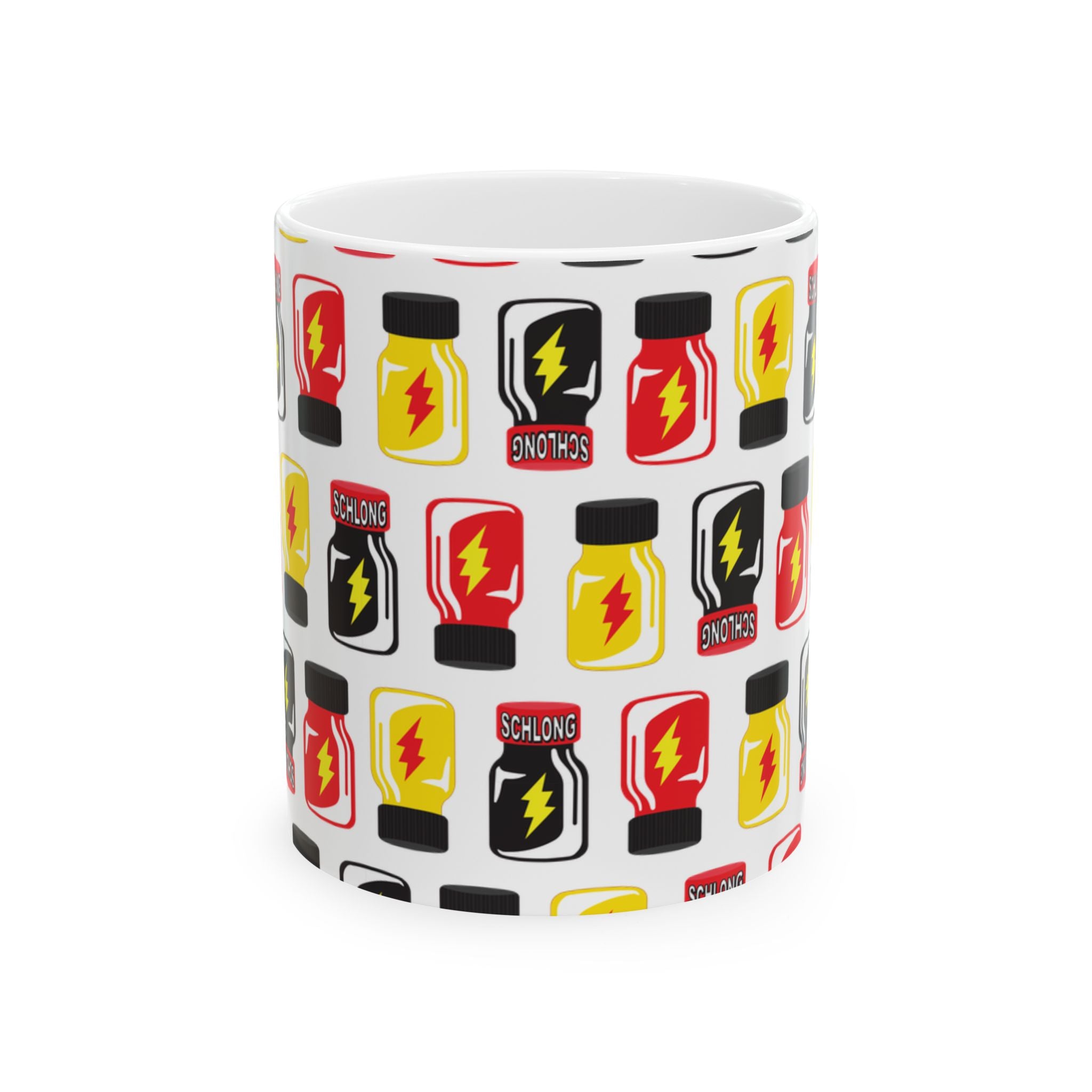 “VHS CLEANER” POPPERS PATTERN Ceramic Mug — 11oz