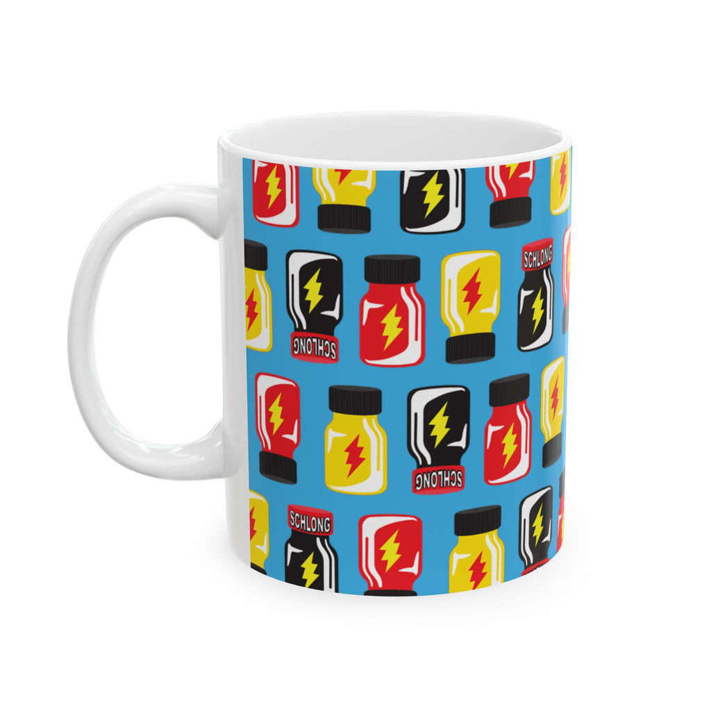 BLUE "VHS CLEANER" PATTERN Ceramic Mug — 11oz