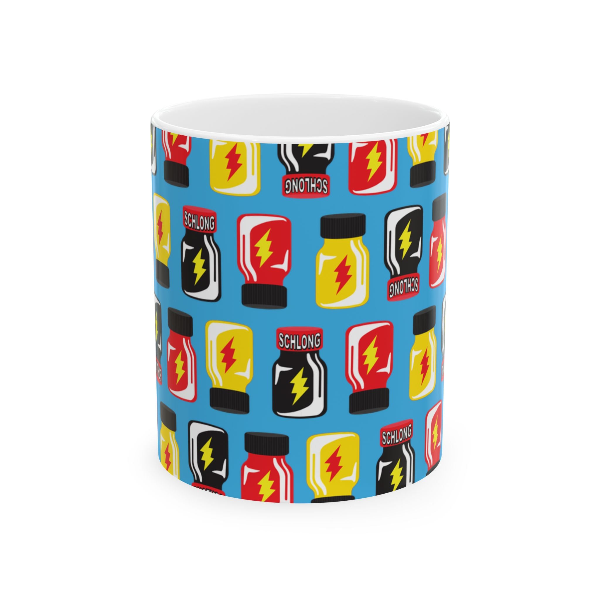 BLUE "VHS CLEANER" PATTERN Ceramic Mug — 11oz