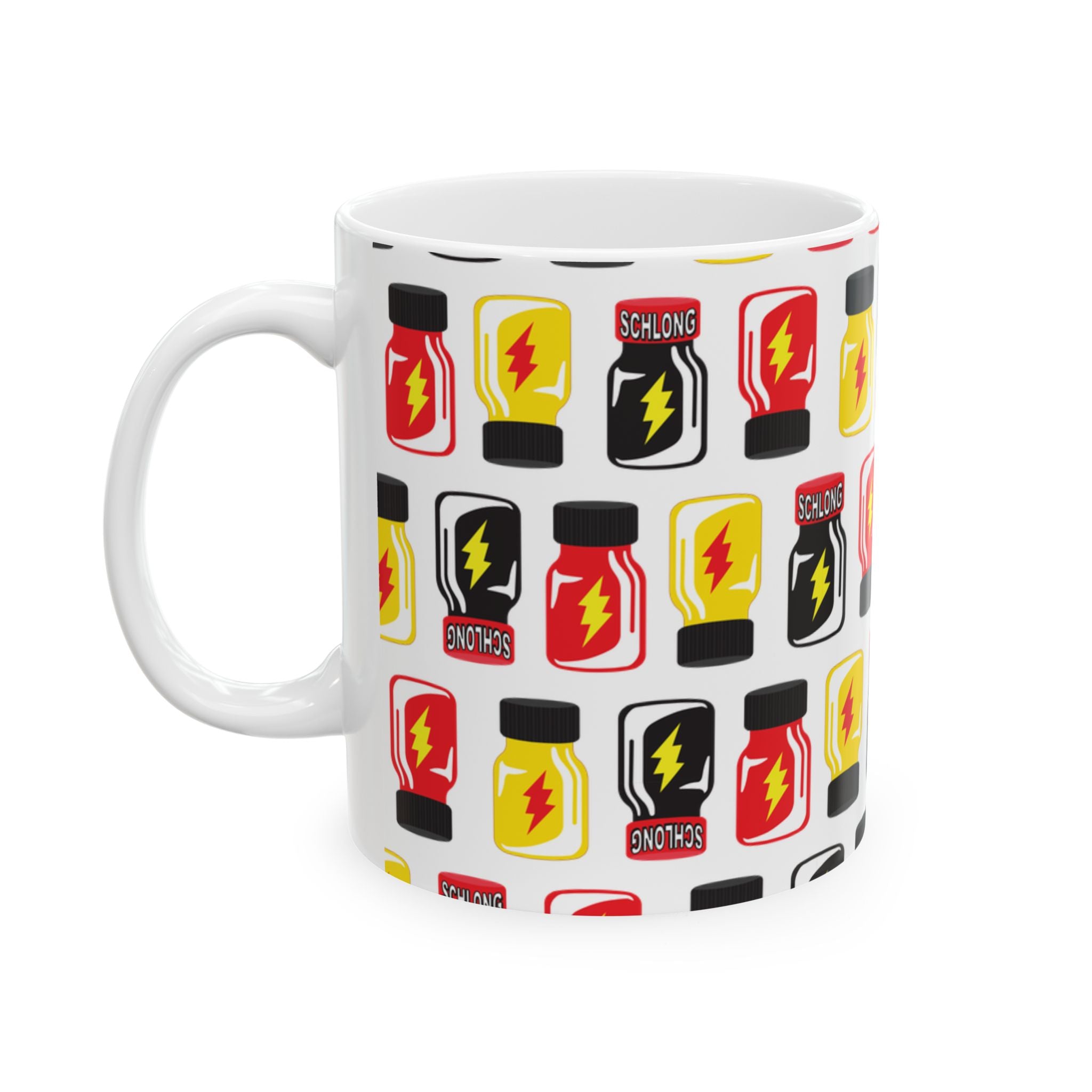 “VHS CLEANER” POPPERS PATTERN Ceramic Mug — 11oz