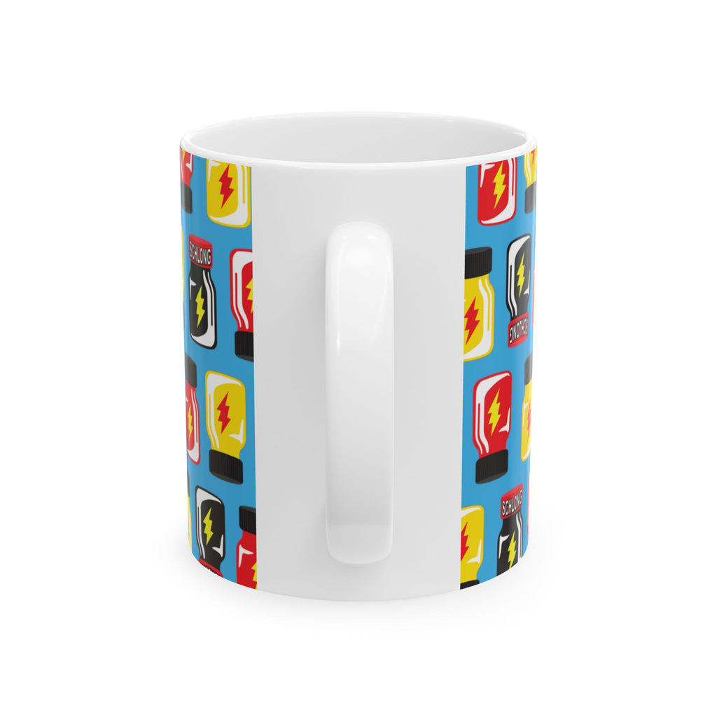 BLUE "VHS CLEANER" PATTERN Ceramic Mug — 11oz