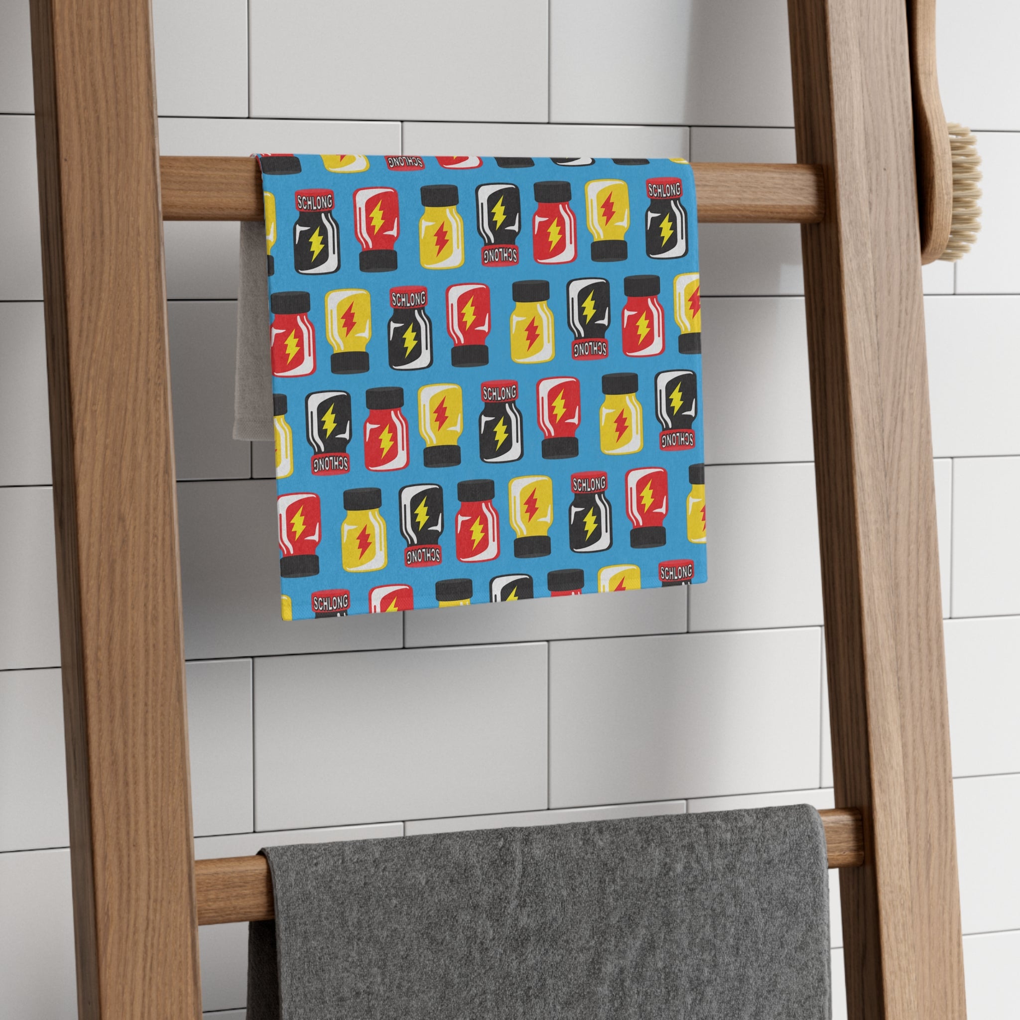 BLUE "VHS CLEANER" PATTERN - PLAY TOWEL -  11"x18"
