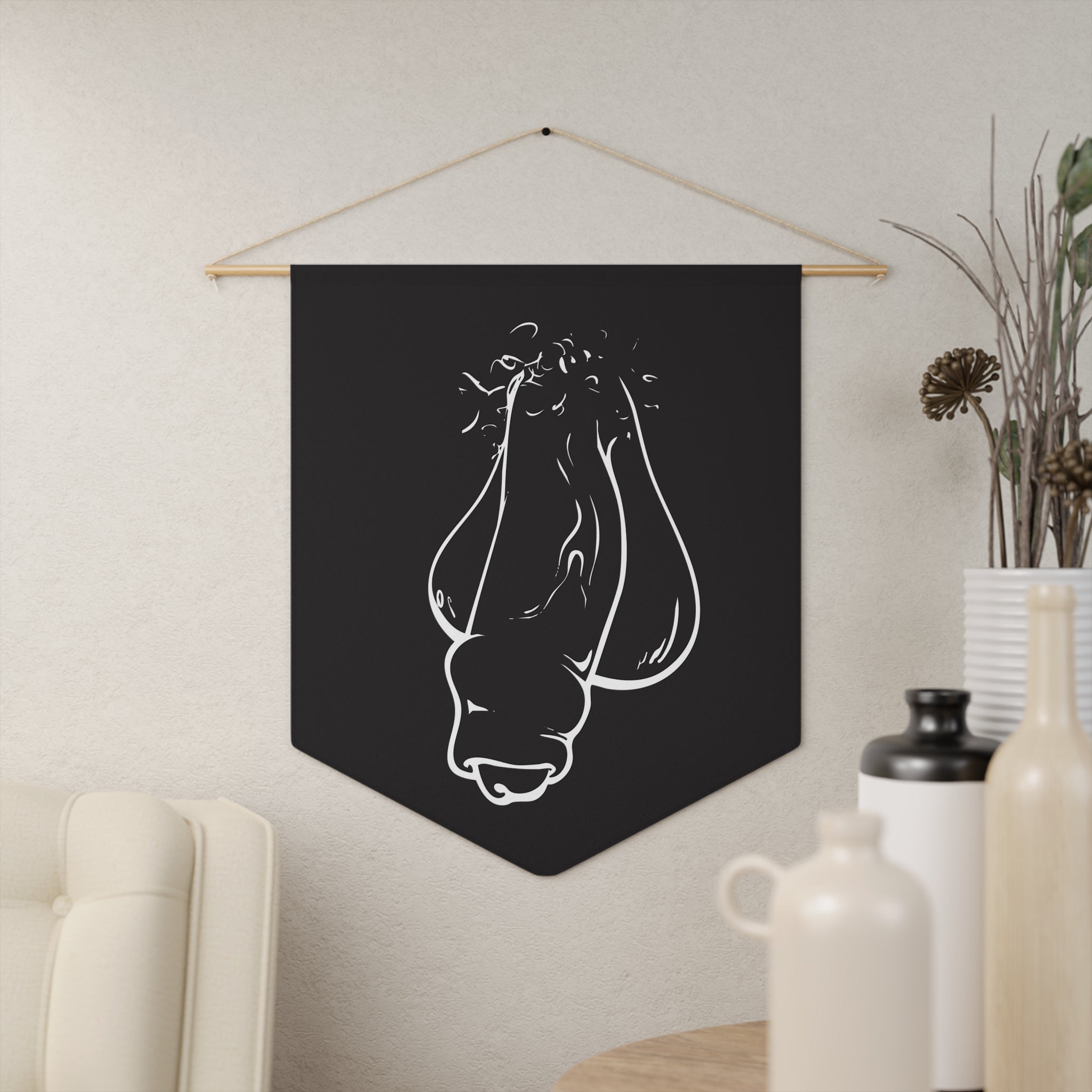 Minimal 'Uncut' Schlong Pennant — Playful Queer Wall Banner