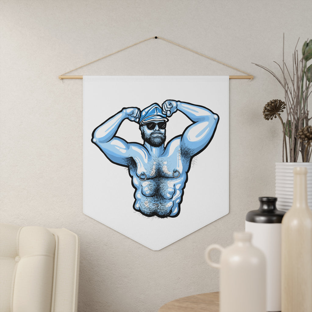 Muscled Sailor Pennant Wall Flag — Retro Captain Flex Nautical Decor
